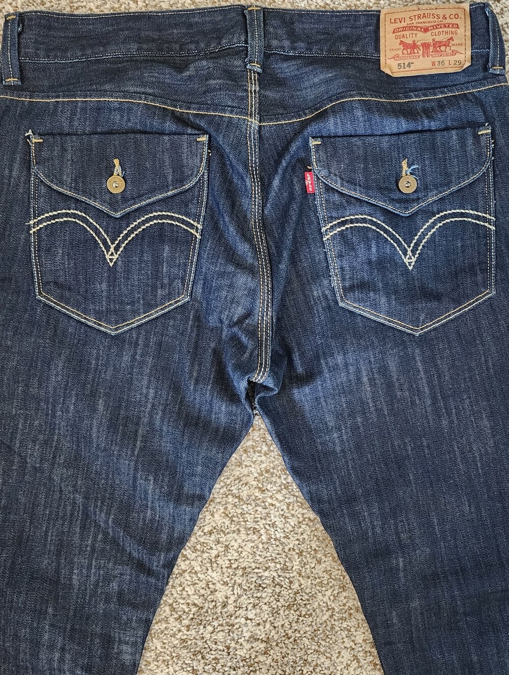 ⚡Levi's 514 Big POCKET🔥 Jeans Mens 36x29 Dark Wash Rare Skater Grunge Y2K LOOSE